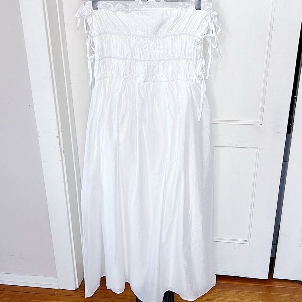 Princess Polly EMILIANO STRAPLESS MAXI DRESS WHITE Nwot Size 12 Lace Up Sides
